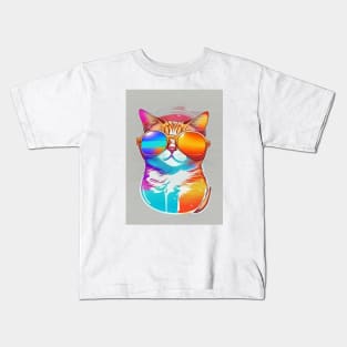 cool summer cat Kids T-Shirt